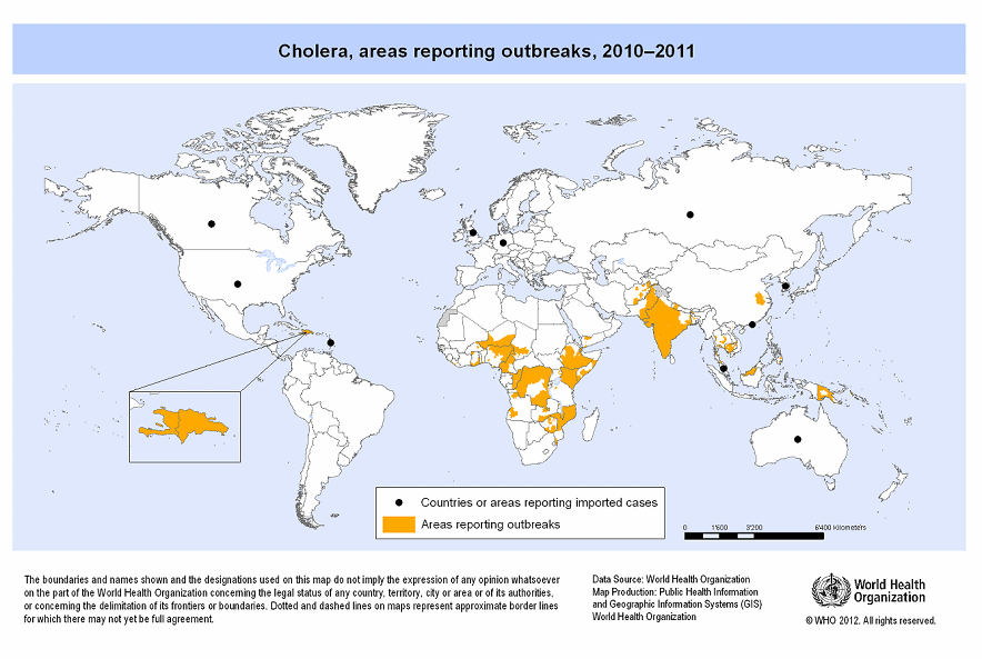 Weltkarte der Cholera-Ausbrche
                              2010-2011