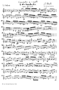 Bach: concert for violin a minor,
                              first part, violin tutti part (page 1)