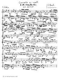Bach: concert for violin a minor,
                              first part, violin tutti part (heavy
                              version, page 1)