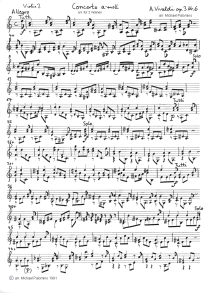 Vivaldi: Violinkonzert a-moll, erster
                          Satz (Allegro), Geigenbegleitung (Seite 1)
