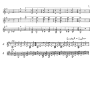 Page 8: Die Sexten werden aus der
                            vorbereitenden Oktave (mit einer leeren
                            Saite) gegriffen, auch auf der E-Saite
                            (Kchler), oder es stehen zwei Sexten
                            bereinander (davon eine mit einer leeren
                            Saite), die nacheinander gespielt werden
                            (Bartosch-Huber)