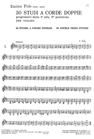 Page 13: E. Polo: Doppelgriffstudie Nr.
                            1 (Andante) von der Prime bis zur Oktave mit
                            vielen leeren Saiten