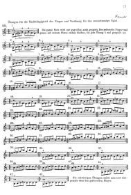 Page 25: �bungen f�r die Unabh�ngigkeit
                            der Finger, w�hrend ein Finger dauernd
                            liegenbleibt ("gefesselter"
                            Finger), in verschiedenen Positionen. Man
                            kann den "gefesselten" Finger
                            spielen oder nur stehenlassen (Maurer)