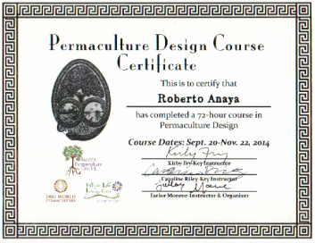 Certificado de curso de diseño
                      de permacultura (permaculture design course
                      certificate)