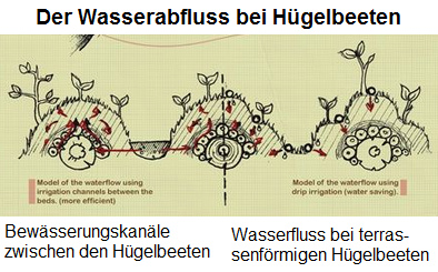 Der Wasserlauf
                          im H�gelbeet mit Sammelkanal und Terrassen