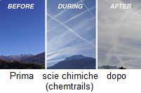Le
                                        scie chimiche sono assolutamente
                                        criminali: prima il cielo � blu,
                                        allora le scie chimiche sono
                                        state spruzzate - e si
                                        trasformanno in una suppa di
                                        nebbia velenosa.