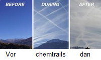 De
chemtrails zijn absoluut misdadig:
voordat de lucht natuurlijk blauw is
- dan zijn de chemtrails bespoten -
en van de chemische routes
(chemtrails) ontwikkelt zich een
giftige mistsoep De chemtrails
zijn absoluut misdadig: voordat de
lucht natuurlijk blauw is - dan zijn
de chemtrails bespoten - en van de
chemische routes (chemtrails)
ontwikkelt zich een giftige
mistsoep