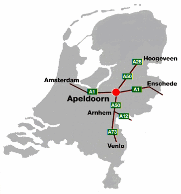 Karte von Holland mit der Position von
                          Apeldoorn