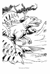 Dinosaurier: Tarbosaurier / Tarbosaurus
                          am Waldrand