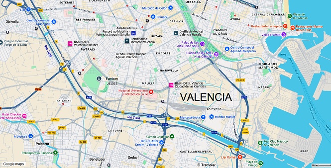 Map of Valencia with the totally raped river
Río Turia like a pencil without a delta Map of
Valencia with the totally raped river Río Turia like
a pencil without a delta