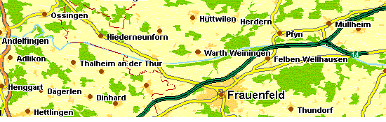 Der kanalisierte Fluss Thur im
                            Kanton Thurgau, Schweiz