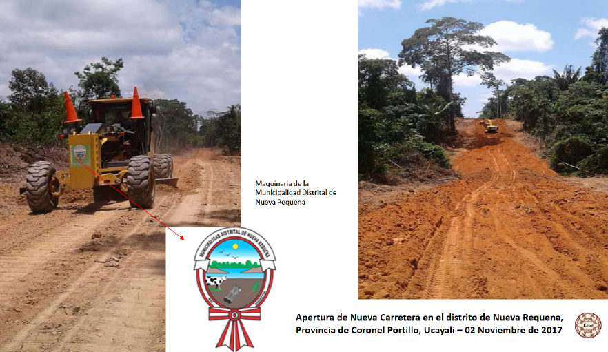 Region Pucallpa, Peru:
                    Urwaldvernichtung durch Strassenbau 01, 2017, die
                    Strasse wurde am 2. November 2017 illegal erffnet,
                    bewilligt durch die korrupte Direktion der
                    Provinzregierung von Pucallpa