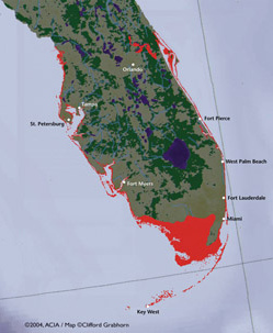 Florida bei erhhtem Meeresspiegel um 1 m