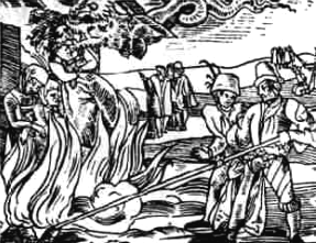 Der weisse Industrie-Mensch verbrennt
                              die Heilerin: Hexenverbrennung,
                              Darstellung um ca. 1500 von Hans Baldung
