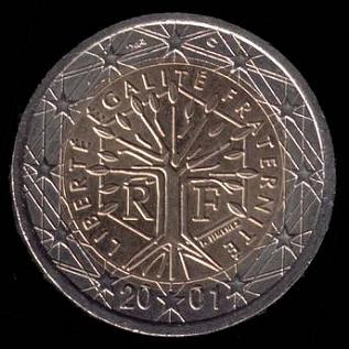 Franz�sische 2-Euro-M�nze mit Lebensbaum