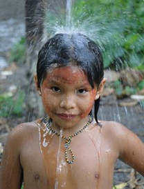 Girl about 6 years old in Amazon jungle, Yanomami natives