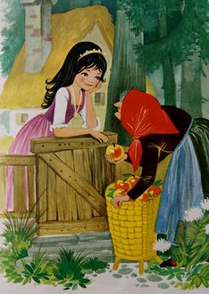 Blancanieves recibe manzana,
                s�mbolo para el amor del seno de la madre