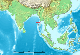 Karte mit Indien, Andamanen-Inseln und
                  Thailand