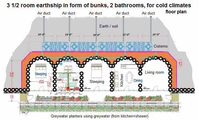 Featured image of post 3 Bedroom Earthship Floor Plans : The kitchen has a huge island and opens to the dining area.