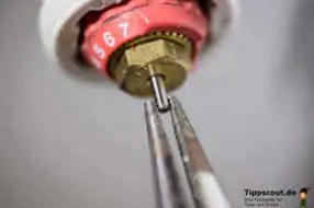 Heizungsventil: Das Stiftchen mit einer
Zange hin- und herbewegen Heizungsventil:
Das Stiftchen mit einer Zange hin- und herbewegen