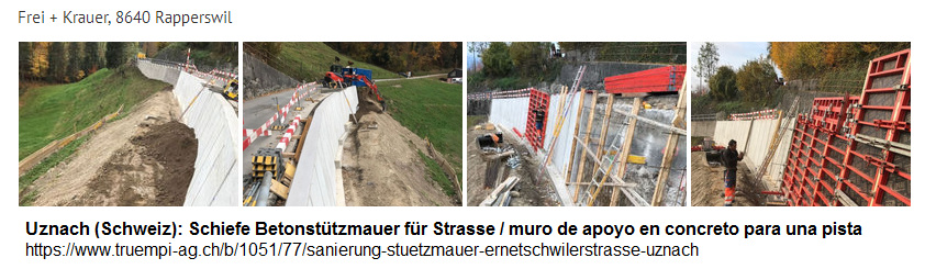 Uznach (Schweiz): schiefe
                        Betonsttzmauer