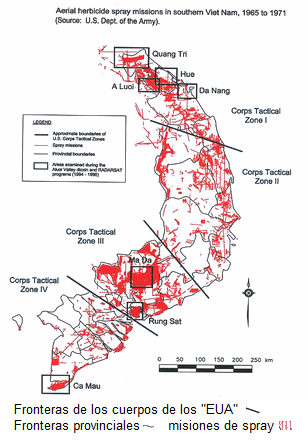 mapa de los vuelos para la deforestacin con Agent
                Orange durante la Guerra de Vietnam 1965-1971