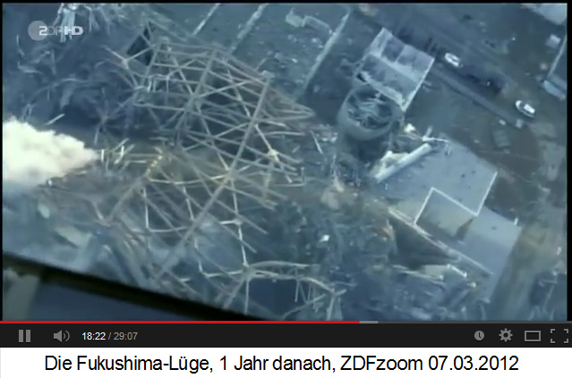 Ein explodierter Atomreaktor des Atomkraftwerks
              Fukushima Daiichi, Sicht von oben nach dem 11. M�rz 2011