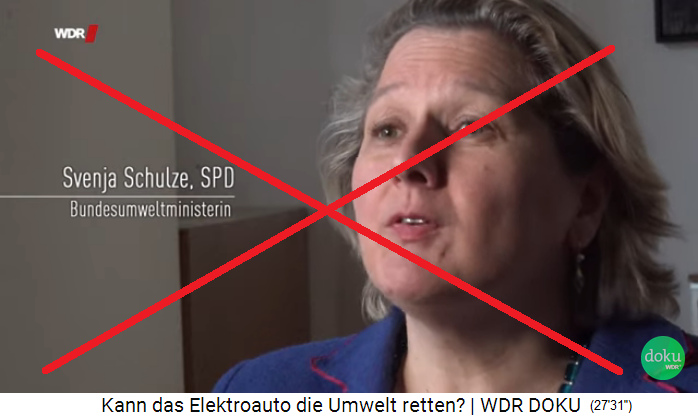 Environment Minister Svenia Schulze
                        says that e-cars are "more environmentally
                        friendly" at the end, Culture destruction
                        and genocide elsewhere does not matter for her
                        (!!!)