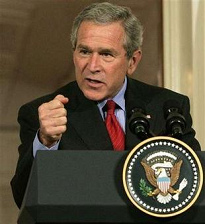 Un charlatn (aqu:
                      presidente y idiota George W. Bush) enferm y
                      prometi a los dioses...