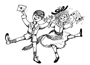 Thomas und Annika Settergren tanzen mit der
                      Geburtstagseinladung von Pippi in der Hand