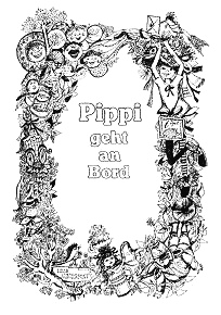 Titelblatt "Pippi geht an Bord" mit
                      Girlande