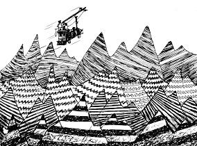 Das Perpetumobil fliegt
                    �ber das "Gebirge der Krone der Welt"