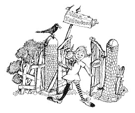 Pippi Langstrumpf am Gartentor von Villa
                      Kunterbunt