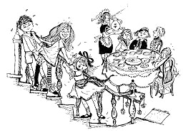 Thomas und Annika ziehen Pippi weg in den
                      ersten Stock ins Kinderzimmer