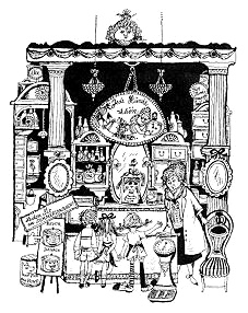 Pippi Langstrumpf mit Thomas und Annika im
                      Parfumgesch�ft mit Salbe gegen Sommersprossen.