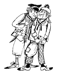 Jim und Buck mit Beutesack. Aber sie haben
                      keine Perlen erbeutet.