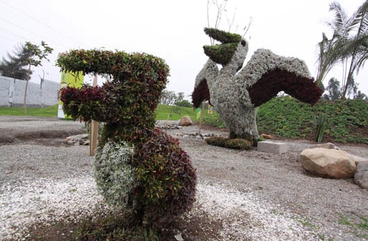 Animal
                            sculpture of hedges, Sinchi Roca Park
                            (parque Sinchi Roca) 04, birds, Lima, Peru