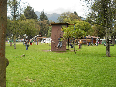 Playground with big
                              trees in Ejido Park in Quito, Ecuador