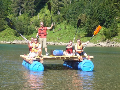 Raft 02 of a raft
                              construction course in Muotatal
                              ("Muota Valley") in Switzerland