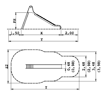 Slide with ladder and
                            with a flat end, technical data