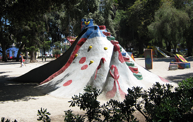 Volcano slides 01 on Brazil Square
                              (plaza Brasil) in Santiago in Chile