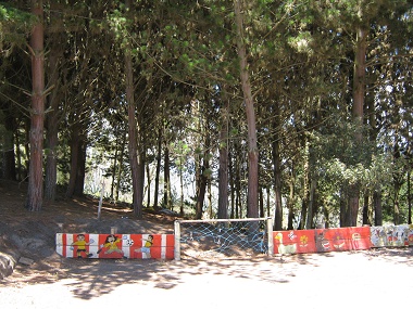 Soccer field with painted side
                                fence at Kitawa School in Salasaca 03,
                                Ecuadors