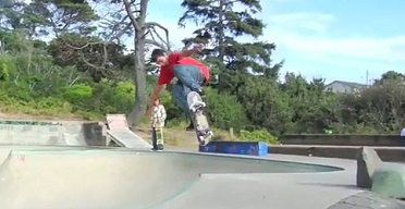Skatepark 28: skater
                              with a jump, Newport, England