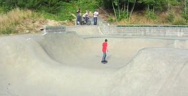 Skatepark 29: skater in a hilly
                              landscape, Newport, England