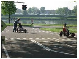 Traffic park 06 with go-cart, bike and
                          traffic light, Linz-Urfahr, Austria