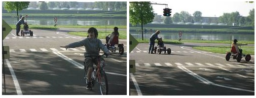 Parque infantil de
                          trfico 06 con coches de pedales, bicicletas y
                          un semforo, en Linz-Urfahr, Austria