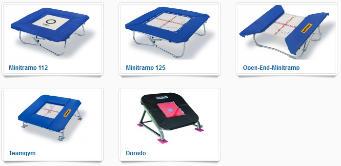 Trampolin 02: Minitramp-Trampoline der
                            Firma Eurotramp, Deutschland