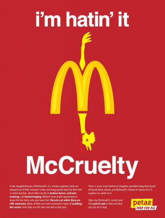 McDonalds Tierqu�lerei, Plakat von peta