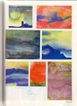 Tafel 20: Darstellung
der Erdentstehung: Die 4 Elemente Tafel 20: Darstellung der Erdentstehung:
Die 4 Elemente