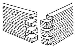 Beispiel einer
                        L-Holzverbindung (in der Form eines
                        "L"), eine Zapfenverbindung